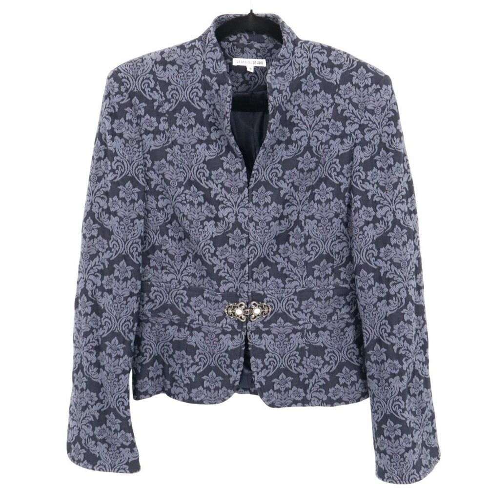 Georgiou Studio Blazer Womens 8 Black Rich Auntie Core‎ Professional Career Luxe